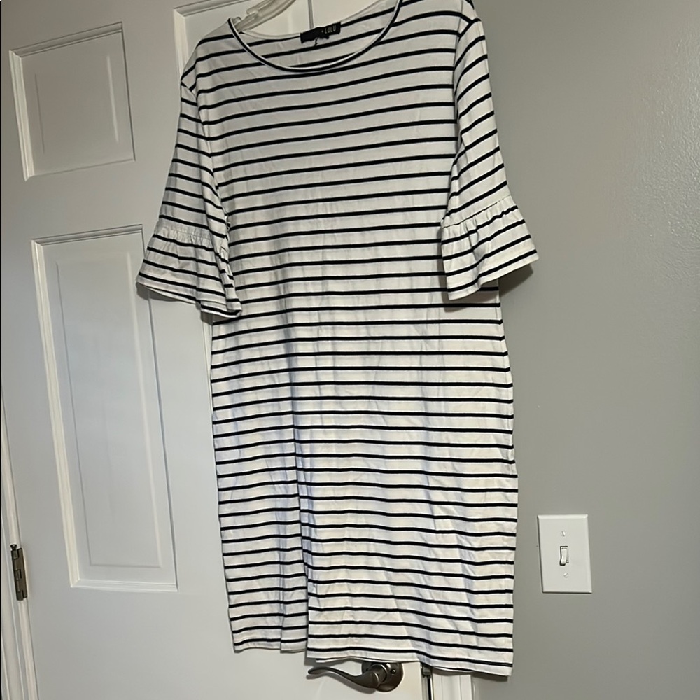 Striped Ruffle Sleeve Dress